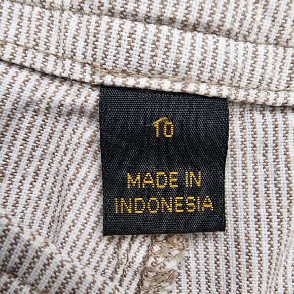 Gloria Vanderbilt Pants Womens 10 Tan White Striped Double Button Capri Cuffed - Picture 6 of 13